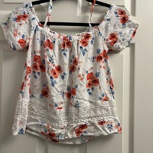 Leighton Elegant Floral Off-Shoulder Blouse Small